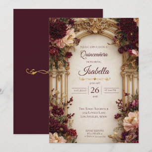 Moody Floral Gothic Quinceanera Invitat Invitation