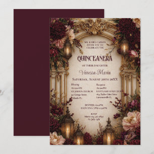 Moody Floral Gothic Quinceanera Invitat Invitation