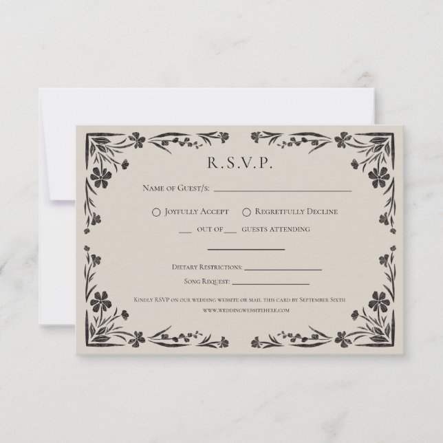 Moody Floral Gothic Wedding Wedding RSVP Card (Front)