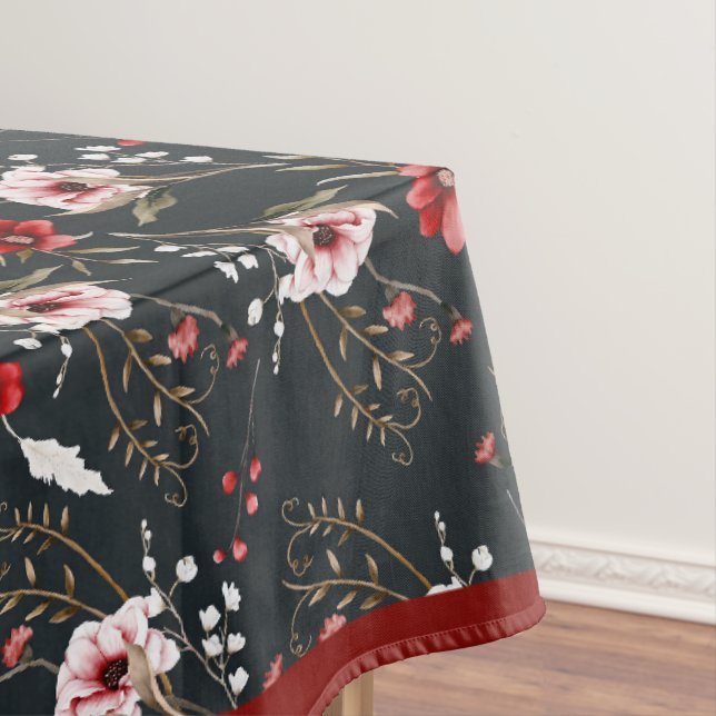 Moody Floral Noir Pattern Tablecloth (In Situ)