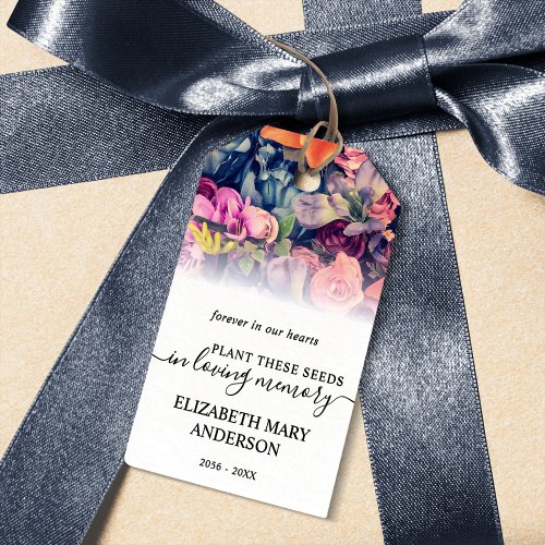 Moody Floral Pattern Seed Packet Memorial Funeral  Gift Tags