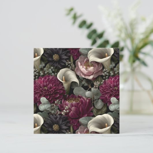 Moody Floral Pattern with Dahlias and Calla Lilies (Standing Front)