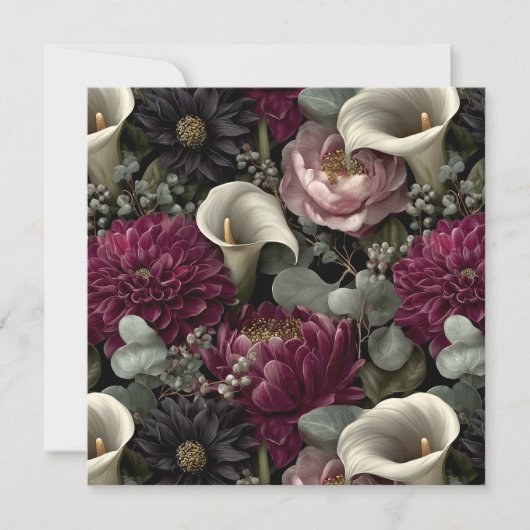 Moody Floral Pattern with Dahlias and Calla Lilies