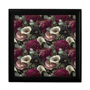 Moody Floral Pattern with Dahlias and Calla Lilies Gift Box