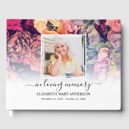 Moody Floral Photo Sympathy Funeral Watercolor