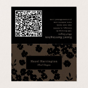 Moody Floral QR Code Folded Business Card Floral
