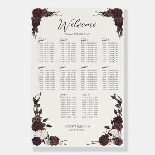 Moody Floral Skull Ivory Seating Chart Sign