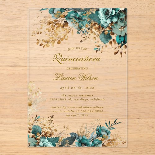 Moody Floral Teal Quinceañera