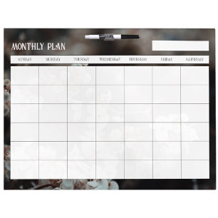 Moody Floral Undated Monthly Dry Erase Board