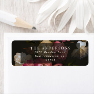 Moody Floral Wedding Dark Romantic Black Burgundy Label