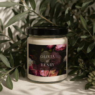 Moody Floral Wedding Dark Romantic Black Burgundy Rectangular Sticker