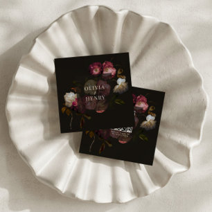 Moody Floral Wedding Dark Romantic QR CODE RSVP Enclosure Card