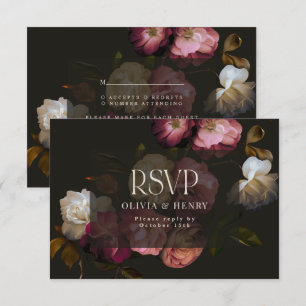 Moody Floral Wedding Dark Romantic RSVP Enclosure Card