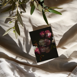 Moody Floral Wedding Dark Romantic RSVP Enclosure Card