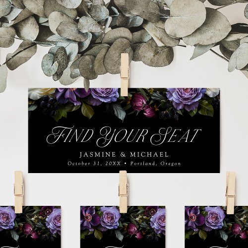 Moody Floral Wedding Find Your Seat Header Card