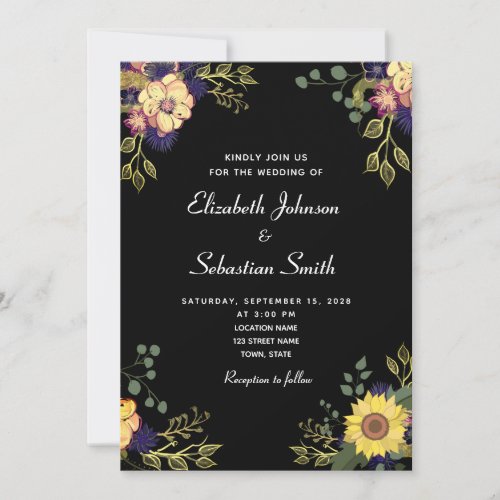 Moody Floral Wedding Invitation