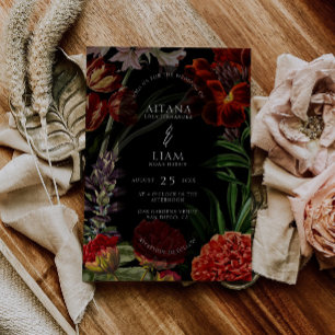 Moody Floral Wedding Invitation
