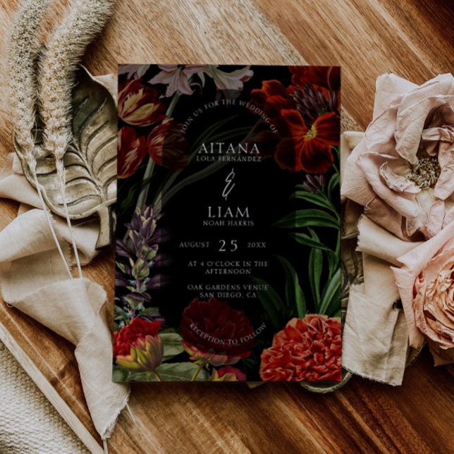 Moody Floral Wedding Invitation (Creator Uploaded)