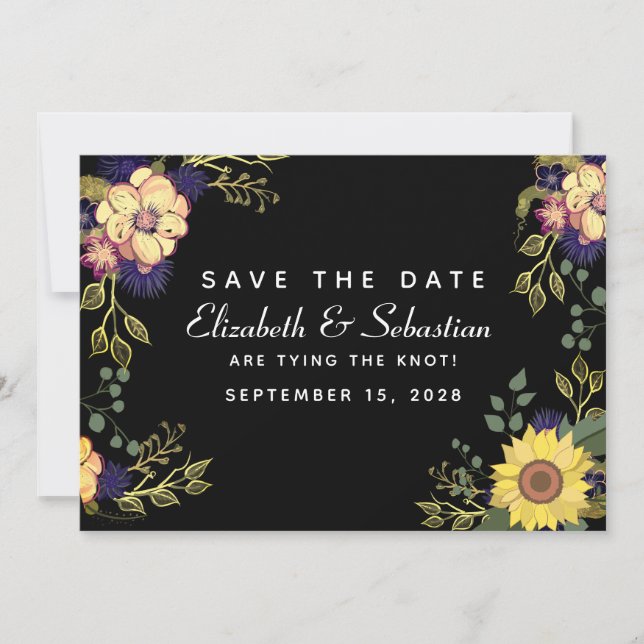 Moody Floral Wedding Save The Date (Front)