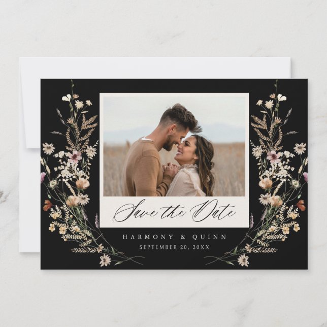 Moody Floral Wedding Save the Date (Front)