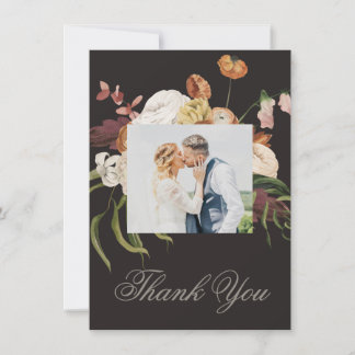 Moody Floral Wedding Thank You Card