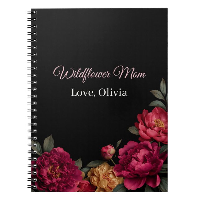 Moody Floral Wildflower Mom Personalized Notebook (Front)