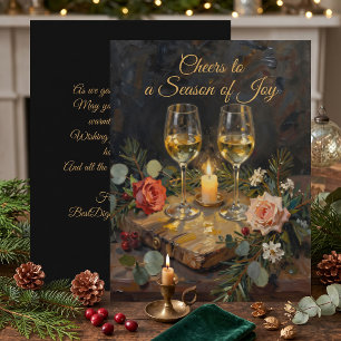 Moody Floral Wine Glasses Corporate Holiday Card