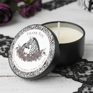 Moody Floral Zebra Baby Shower Mini Candle Favors