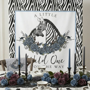 Moody Floral Zebra Safari Little Wild One Backdrop