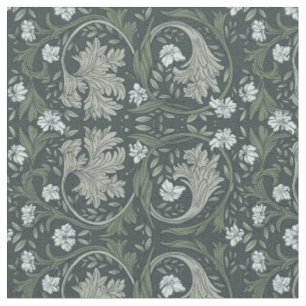 moody florals Acanthus greenery plant damask  Fabric