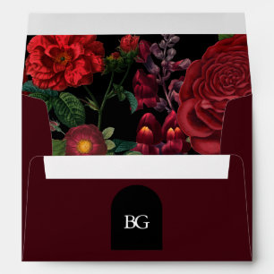 Moody Florals Arch Red 5x7 Wedding Invitation Envelope