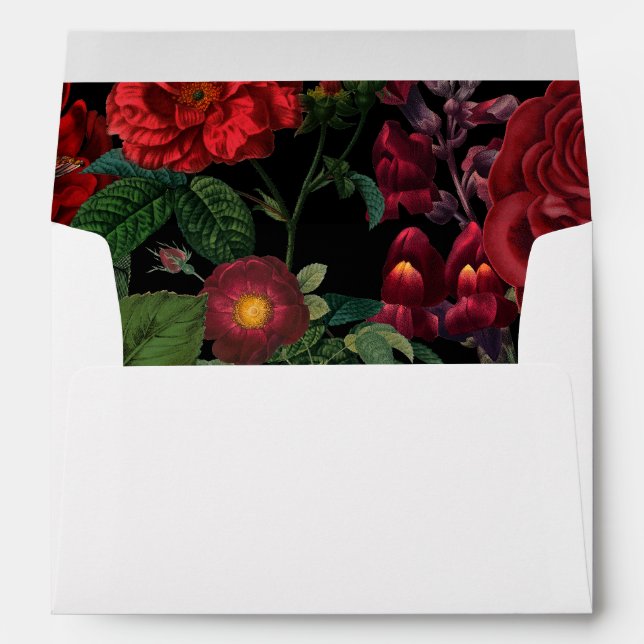 Moody Florals Black & Burgundy Vintage  Envelope (Back (Bottom))