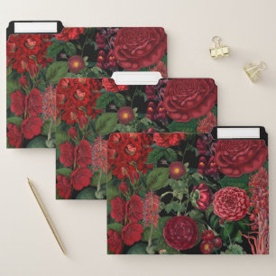 Moody Florals Black & Burgundy Vintage  File Folder