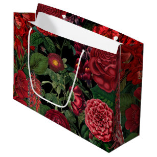 Burgundy Floral Geometric Gift Bag