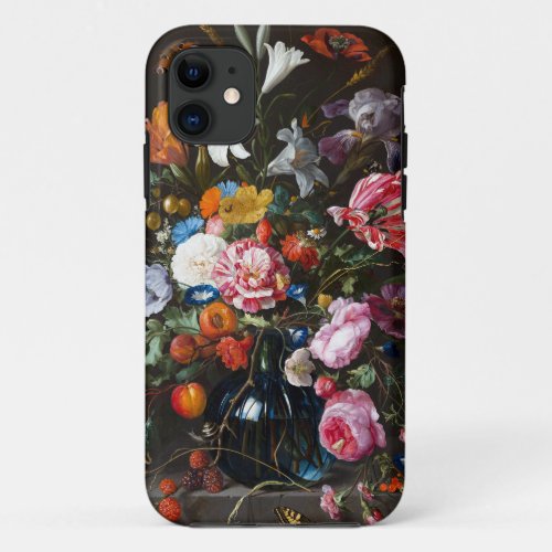 Moody Florals Flower Night Roses Bouquet iPhone 11 Case