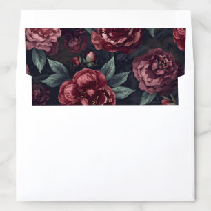 Moody Florals Watercolor Dark Red Pattern Envelope Liner