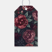Moody Florals Watercolor Dark Red Pattern