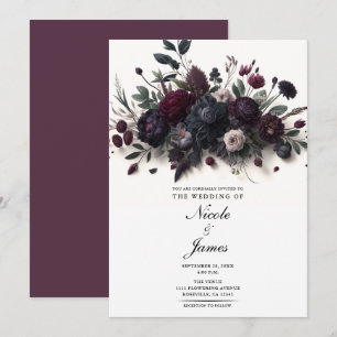 Moody Flowers Elegant Floral Wedding Invitation