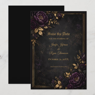 Moody Flowers Gothic Save the date invitation