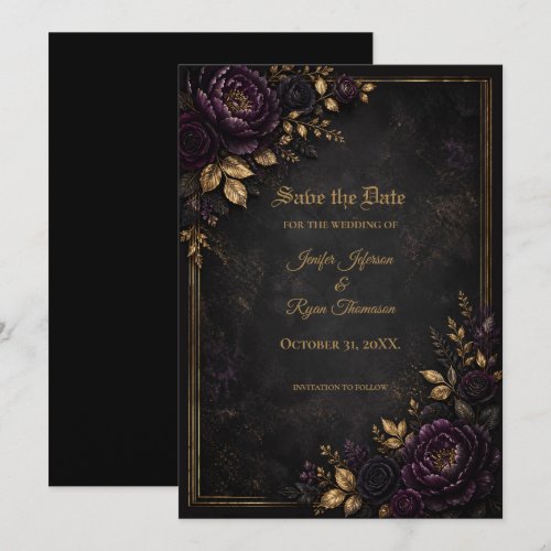 Moody Flowers Gothic Save the date invitation