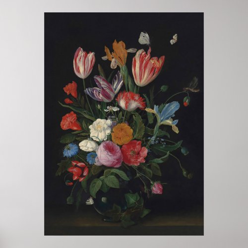 Moody Flowers Vintage Floral Art Poster