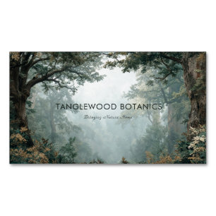 Moody Foggy Forest Mystical Deep Woods Business Card Magnet