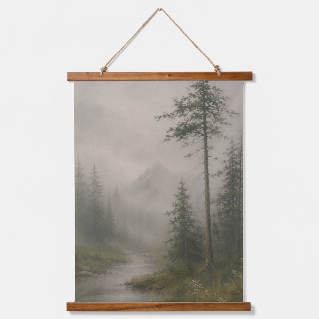 Moody Foggy Landscape Wall Hanging Tapestry (Front)
