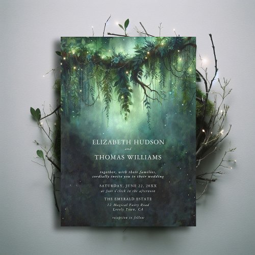 Moody Forest Enchanted Magical Modern Dark Wedding Invitation