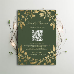 Moody Forest Foliage Frame Modern Classic QR RSVP Card