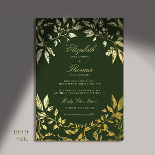Moody Forest Foliage Frame Modern Classic Wedding Foil Invitation