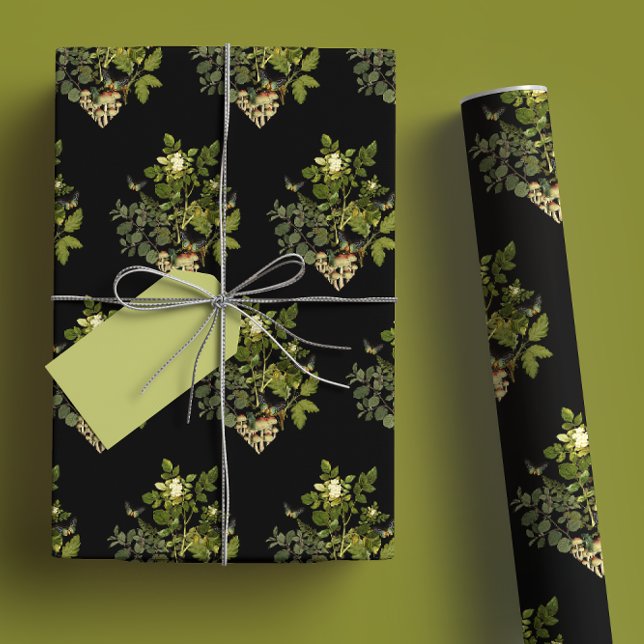 Moody Forest Glam Botanical Diamond Wrapping Paper Sheets (Creator Uploaded)