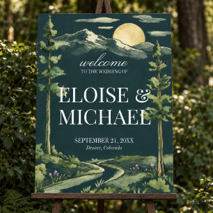 Moody Forest Green Mountain Landscape Wedding Foam Board