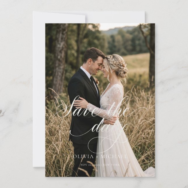 Moody Forest Save the Date Photo Card (Front)