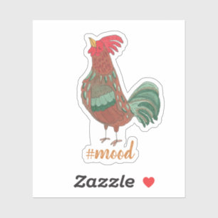 Moody Fun Rooster Illustration Sticker